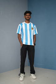 Five Sleeve Round Neck AFA Printed Tshirt for men - Plain Sky Blue-Shirt & Pant Combo-7 Man